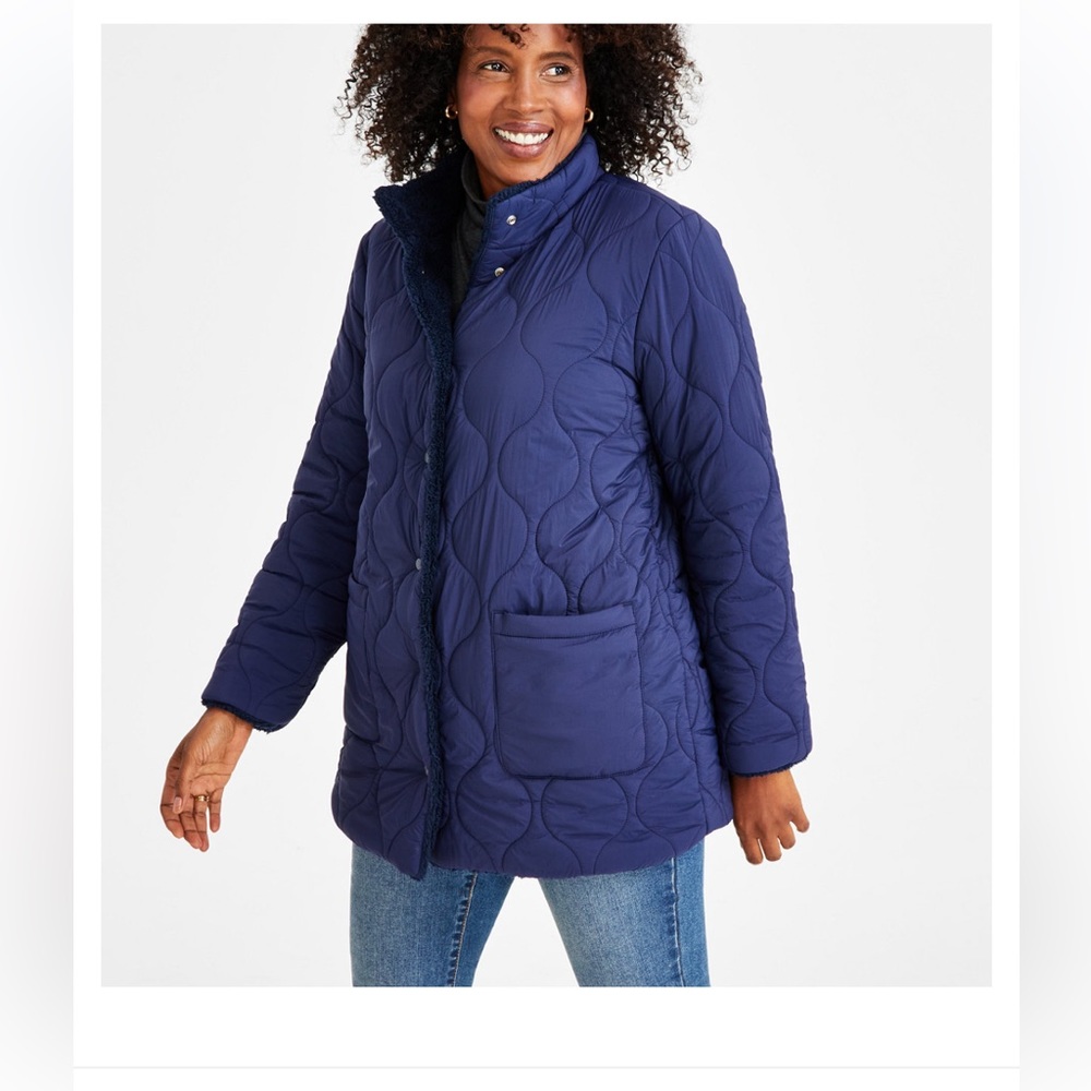 Women's Reversible Long-Sleeves Sherpa Jacket